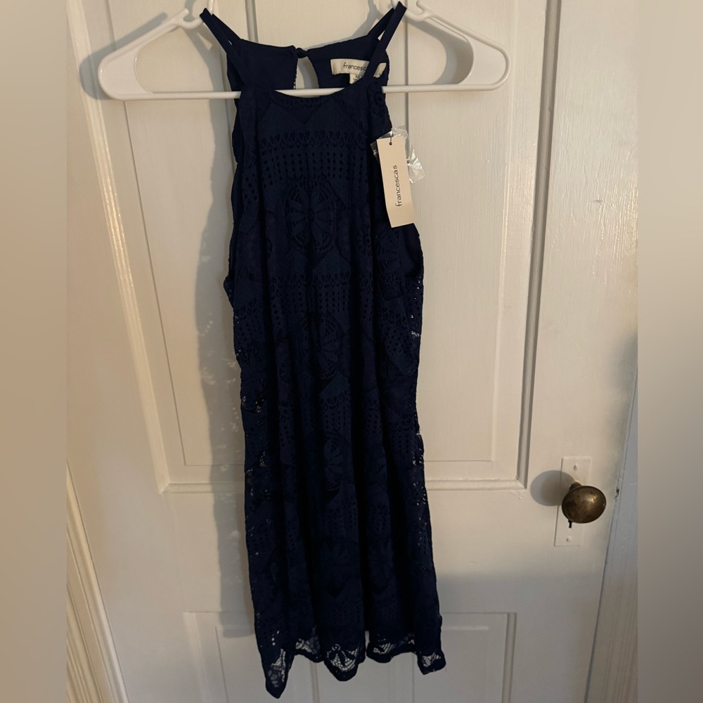 Navy lace dress from Francesca’s